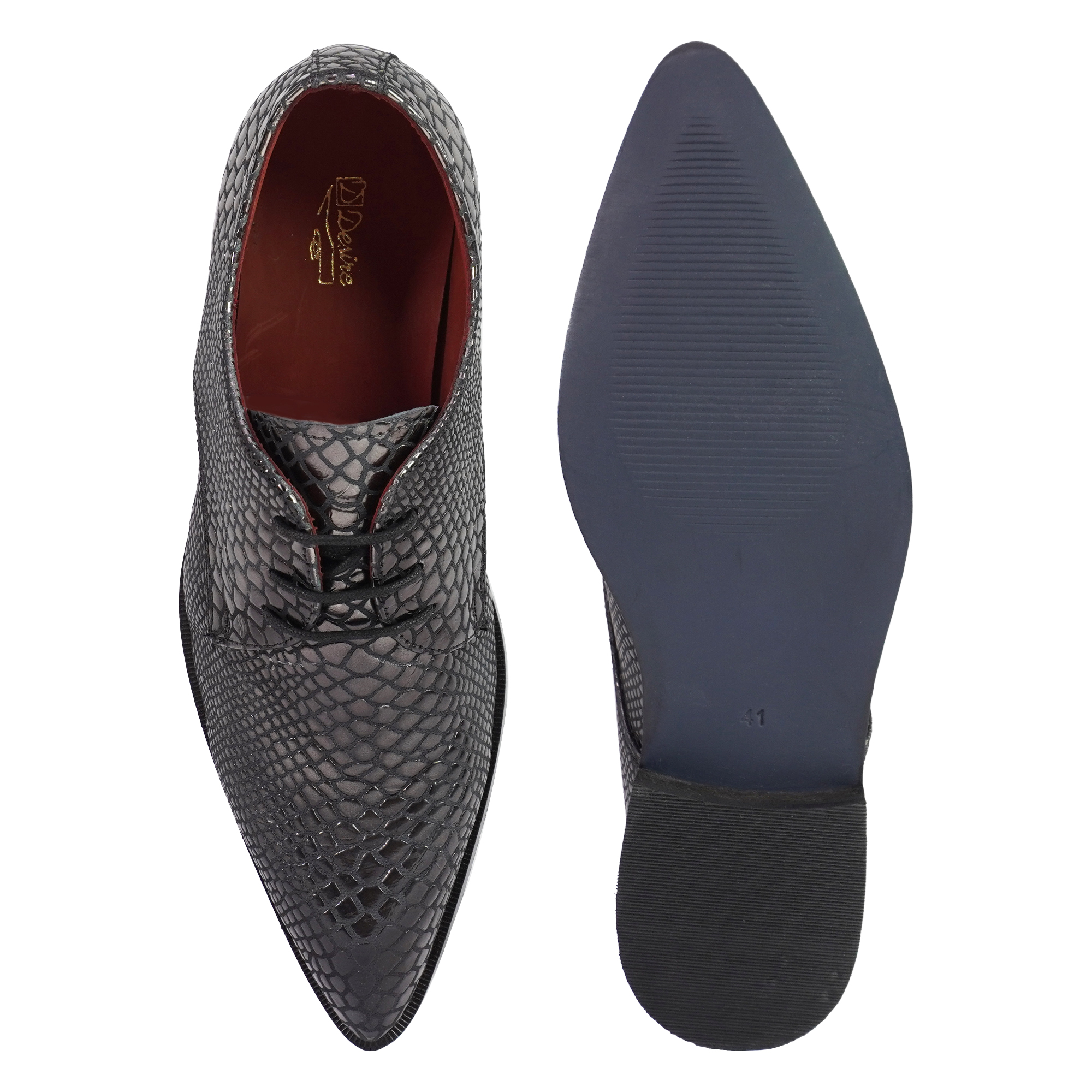 2527 Printed Patent lace up Leather Shoes